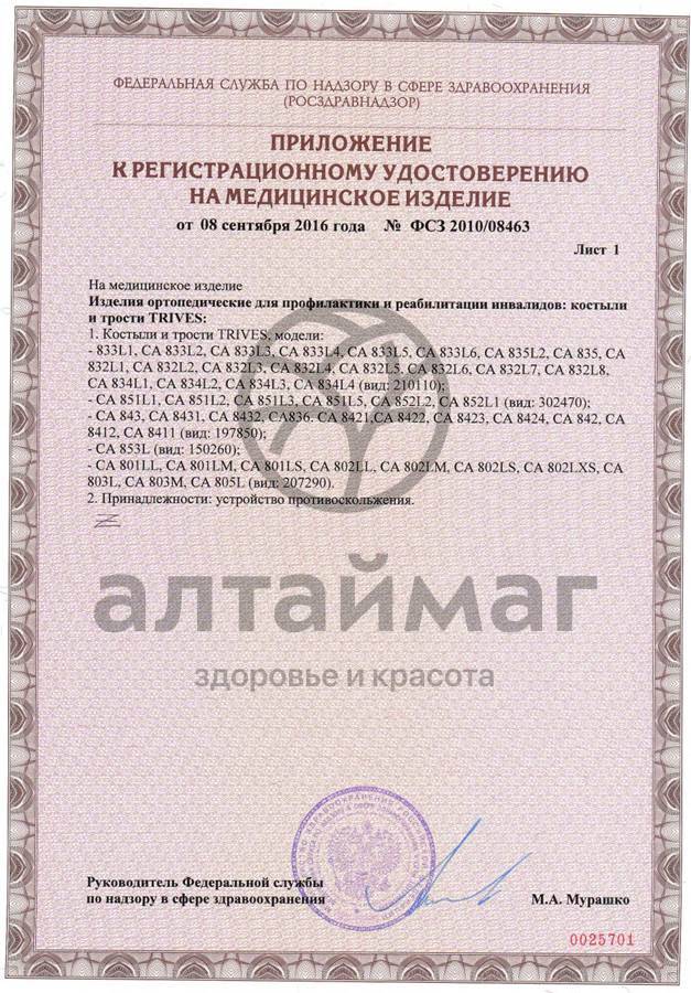 Сертификат на товар Наконечник резиновый CA001 для тростей d17 Наконечник резиновый CA001 для тростей d17 сертификат
